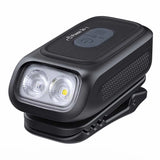 Fenix E04R, Black - Front Left Facing Angle, LEDs Aiming Up