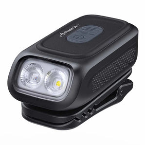 Fenix E04R, Black - Front Left Facing Angle, LEDs Aiming Up