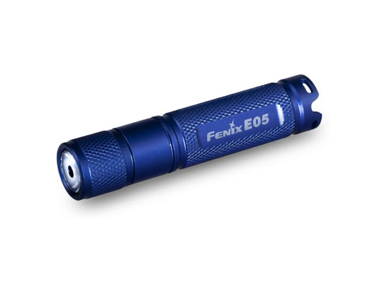 Fenix E05 LED Flashlight with 27 Lumen CREE R2 LED - Uses 1xAAA - Blue Body