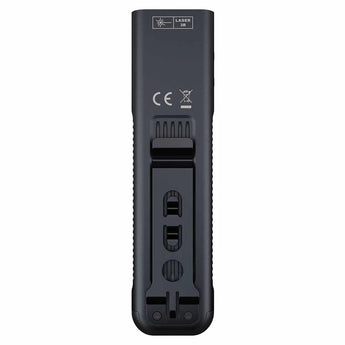 Fenix E06R Pro RG Flat Flashlight - upright back view with pocket clip