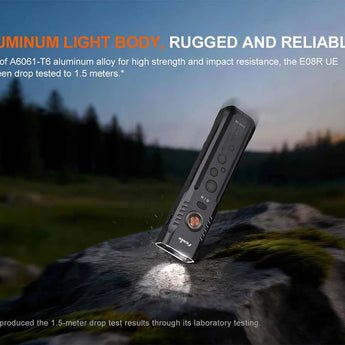 Fenix E08R UE Flat Flashlight - Aluminum Body and 1.5m Impact Resistance
