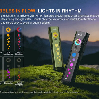 Fenix E08R UE Flat Flashlight - Bubble Light Array Modes