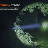 Fenix HT18R V2.0 USB-C Rechargeable LED Flashlight Informational Slide - Instant On Strobe