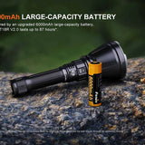 Fenix HT18R V2.0 USB-C Rechargeable LED Flashlight Informational Slide - 6000mAh Large Capacity Battery