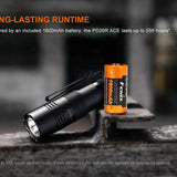 Fenix PD26R ACE USB-C Rechargeable LED Flashlight Informational Slide - Long Lasting Runtime