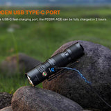 Fenix PD26R ACE USB-C Rechargeable LED Flashlight Informational Slide - Hidden USB Type C Port