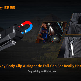Fitorch ER26 - 2 Way pocket clip and Magnetic Tailcap