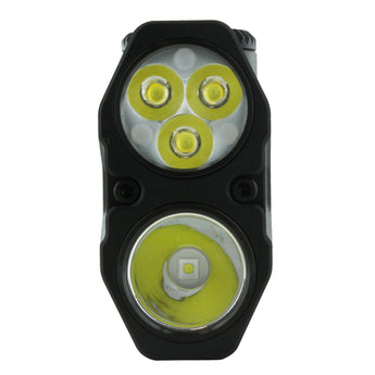 Fitorch PX18 LED flashlight black version LED view - dual light source design