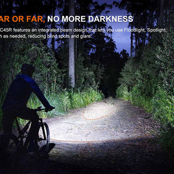 Fenix BC45R Bike Light Infographic - Flood and Spot Lighting