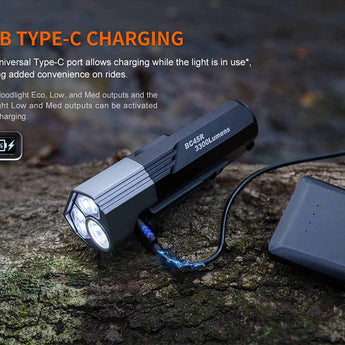Fenix BC45R Bike Light Infographic - USB-C Charge Port