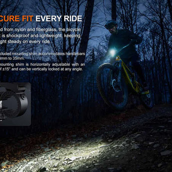 Fenix BC45R Bike Light Infographic - Handlebar Mounting Compatibility