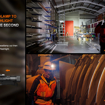 Fenix HM71R USB-C Rechargeable LED Headlamp - 1 x Luminus SFT70 and 1 x Luminus SST20 - 2700 Lumens - Includes 1 x 21700