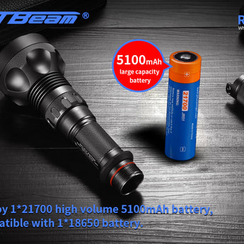 Jetbeam RRT-M1X White Laser Searchlight - 480 Lumens - Includes 1 x 5100mAh 21700