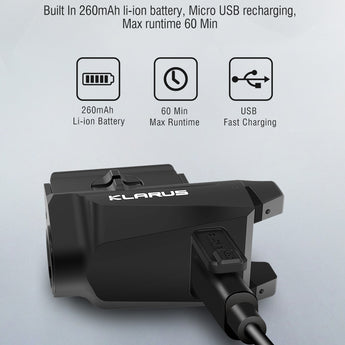 Klarus GL1 Mini LED Rechargeable Weapon Light - 600 Lumens - Uses Built-In Li-Poly Battery Pack