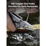 Integrated K40 Tungsten steel blades for precise cutting action