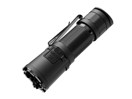 Klarus XT Mini - right angle view with visible USB port cover