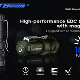 JETBeam RRT0 Pro LED Flashlight - 1680 Lumens - Uses 1 x 16340 - Green/Gray