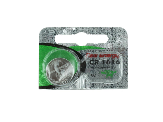 Standalone New Energy CR1616 lithium coin cell battery in tear strip package