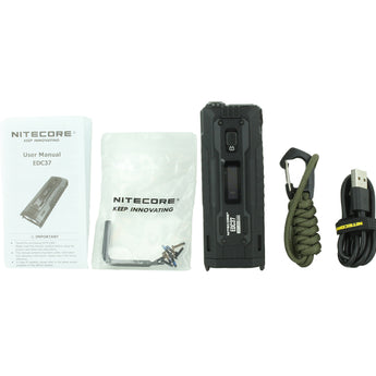 Nitecore EDC37 USB-C Rechargeable LED Flashlight - 8000 Lumens -  2 x NiteLab UHi - Uses Built-in Li-ion Battery Pack