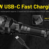 Nitecore P40 USB-C Rechargeable Ultra-Long Throw Dual Beam LEP Flashlight - 2000 Lumens - Includes 1 x 21700