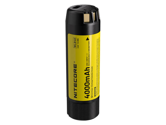 Nitecore WLB40 - Standing Upright, Broadside View of Left Side of Battery