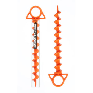 Orange ground anchors on a white background
