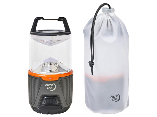 Nite Ize lantern with carrying bag on a white background