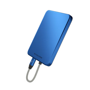 Blue portable charger on a white background