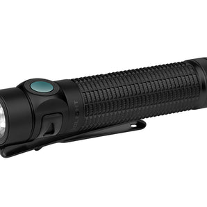 Olight Baton 4 Pro EDC Flashlight - angled left matte black version