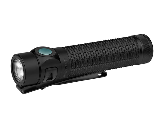 Olight Baton 4 Pro EDC Flashlight - angled left matte black version
