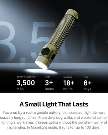 Olight Baton Ultra EDC Flashlight - battery capacity information