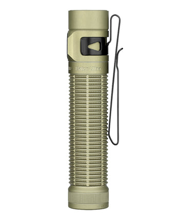 Olight Baton Ultra EDC Flashlight - upright view side profile with pocket clip