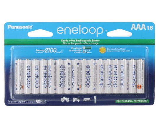 Panasonic Eneloop BK-4MCCA16FA AAA 850mAh NiMH Batteries - 16 Pack Front Packaging