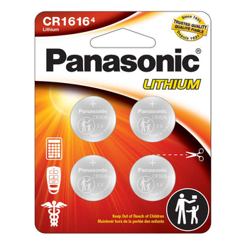 Panasonic CR1616 Lithium Coin Cell Battery - Front View of 4 Pack