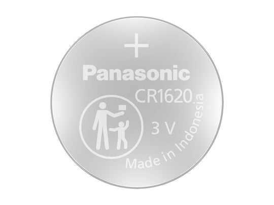 Panasonic CR1620 75mAh 3V Lithium Coin Cell Battery - Front View of Positive SIde