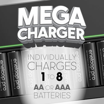 Panasonic Eneloop Pro NiMH Battery 8-Pack and Eight Position Quick Charger
