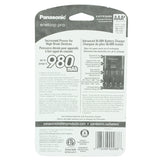 Panasonic Eneloop Pro 4-Position Charger with 4 x 980mAh NiMH Low Self Discharge AAA Batteries - Back Packaging