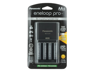 Panasonic Eneloop Pro Advanced Charger with 4 x 2600mAh NiMH Low Self Discharge AA Batteries - Front Packaging