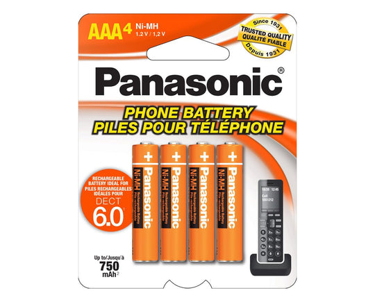 Panasonic DECT 1.2V 1900mAh NiMH Phone Battery AAA - 4-Pack