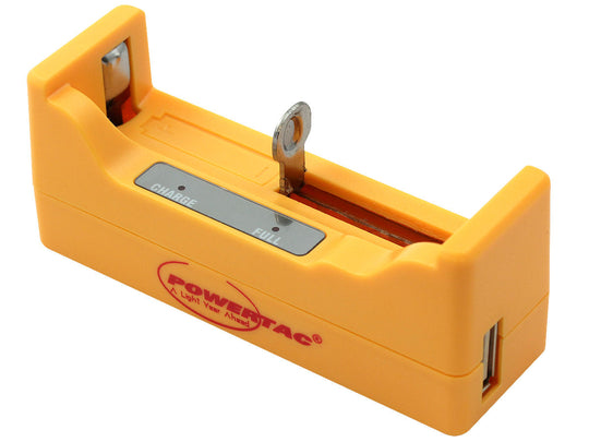 Powertac USB-1BAY Charger - Back left-facing angle