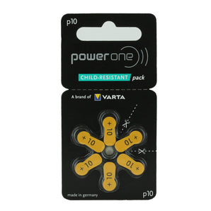 PowerOne Evolution P10 (6PK) Size 10 1.45V Zinc Air Yellow Hearing Aid Batteries - 6 Pack Child Resistant Retail Card