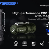 JETBeam RRT0 Pro LED Flashlight - 1680 Lumens - Uses 1 x 16340 - Green/Gray