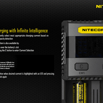 Nitecore Superb Charger SC2 2-Channel Selectable Current Smart Battery Charger for Li-ion, Ni-Cd, NiMH Batteries, and USB Devices