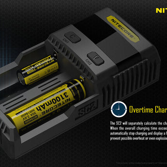 Nitecore Superb Charger SC2 2-Channel Selectable Current Smart Battery Charger for Li-ion, Ni-Cd, NiMH Batteries, and USB Devices