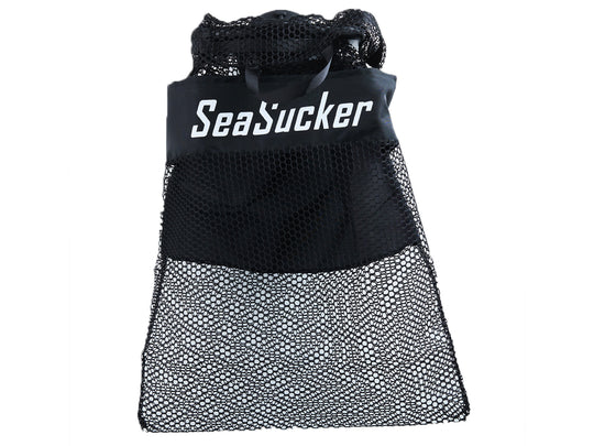 SeaSucker Recycle Waste Band, Black/Small - Head-on View of Vacuum Mount with Bag Attached