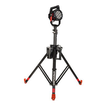 Streamlight Portable Scene Light III - Front Right Facing Angle - Full Tripod System - Battery Pack Powered
