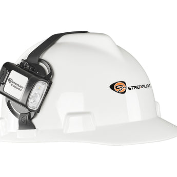 Streamlight SL-SideSaddle Black Mounted on Hard Hat