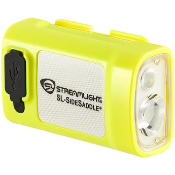 Streamlight SL-SideSaddle USB Yellow On Edge Facing Right, Diagonal Angle