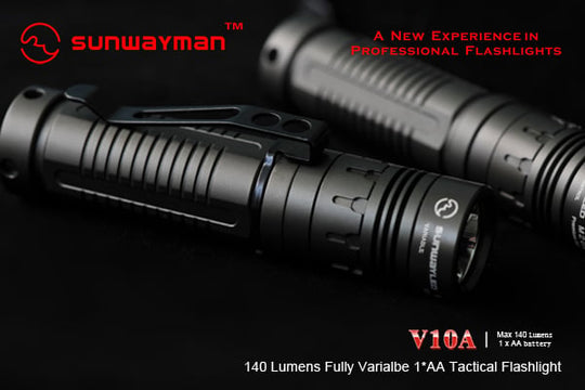 SUNWAYMAN V10A LED Flashlight with 500 Lumen CREE XM-L U2 LED - Uses 1x14500 or 1xAA