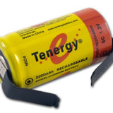 Tenergy 20300-1 Sub C 2200mAh 1.2V Nickel Cadmium (NiCd) Flat Top Battery with or without Tabs - Bulk